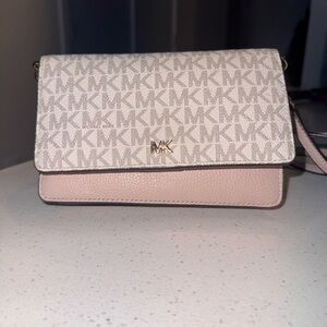 Michael Kors Blush Pink and Cream MK Logo Crossbody